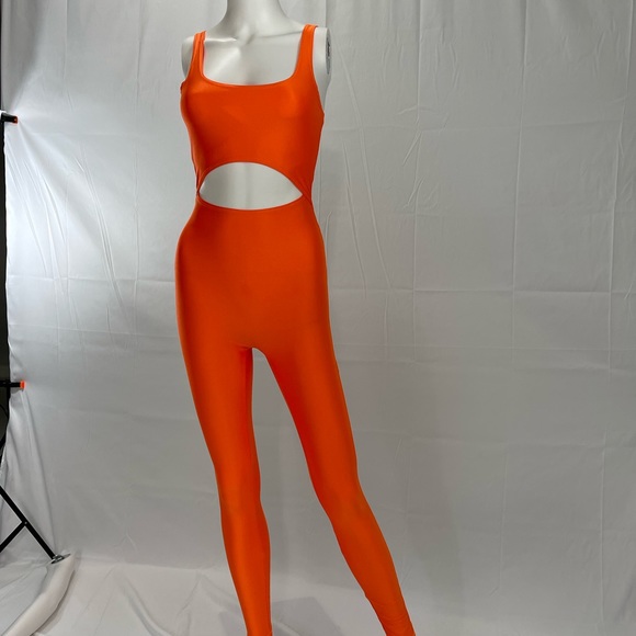 Orange Tank top Jumpsuit with front cut out. - Picture 2 of 3